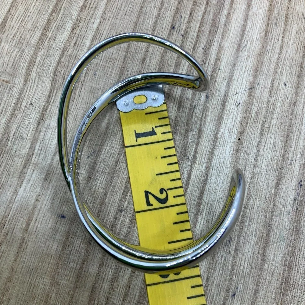 Talbots Silver Tone Criss Cross Cuff Bracelet